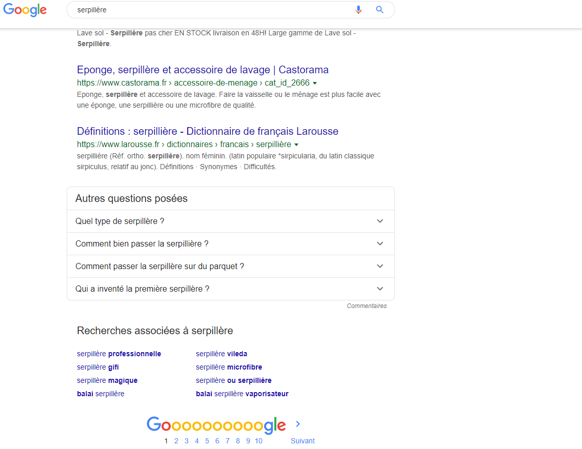 recherches associées Google