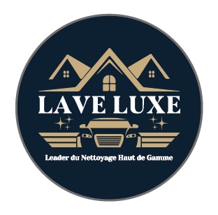 Logo Lave Luxe | Nettoyage Haut de Gamme Professionnel Logo Lave Luxe : Nettoyage Haut de Gamme. Design or et marine montrant une maison, une voiture moderne et des étoiles scintillantes.