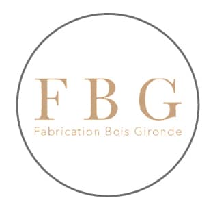 FBG Fabrication Bois Gironde | Logo et identité visuelle professionnelle Logo circulaire FBG Fabrication Bois Gironde. Initiales or antique, texte gris sur fond blanc. Représente une entreprise de menuiserie en Nouvelle-Aquitaine.