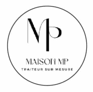 Logo Maison MP | Traiteur Sur Mesure et événementiel Logo Maison MP: monogramme MP stylisé en noir et blanc dans un cercle. Texte : Traiteur Sur Mesure.