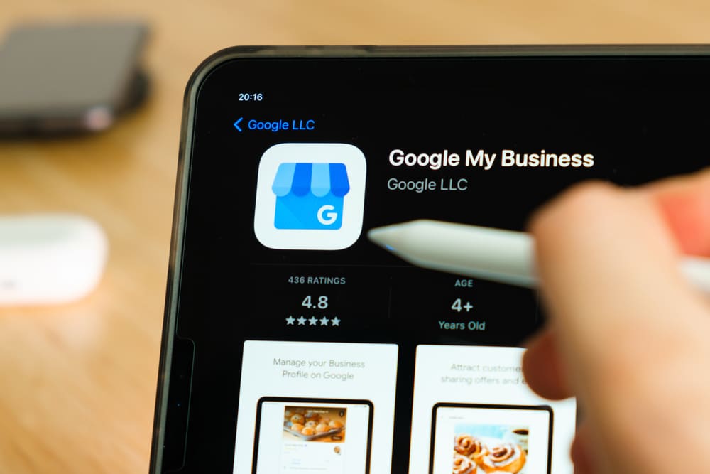 Google,My,Business,Logo,Shown,By,Apple,Pencil,On,The